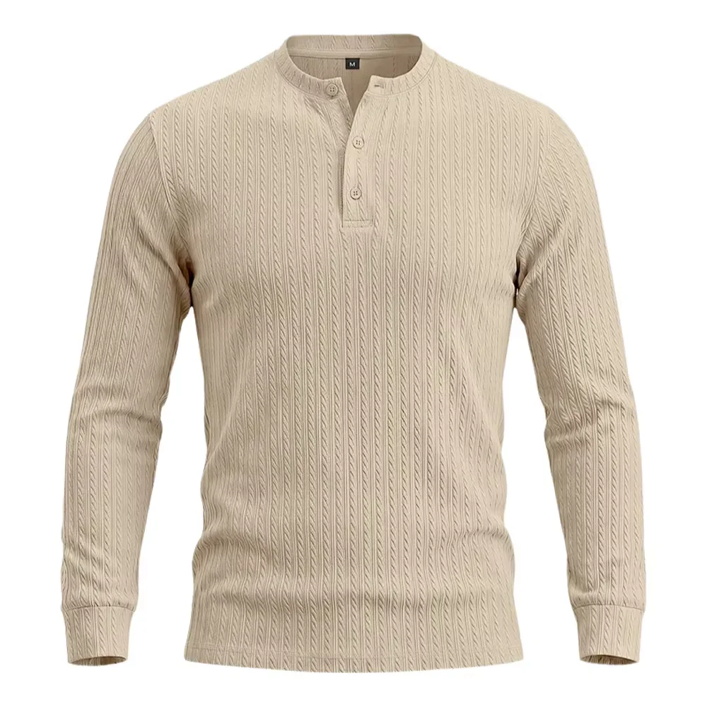 Men Loose Stretch Textured Knitted Long Sleeve Shirt, New Vintage Casual Versatile Blouse Daily Outdoor Commute Tops