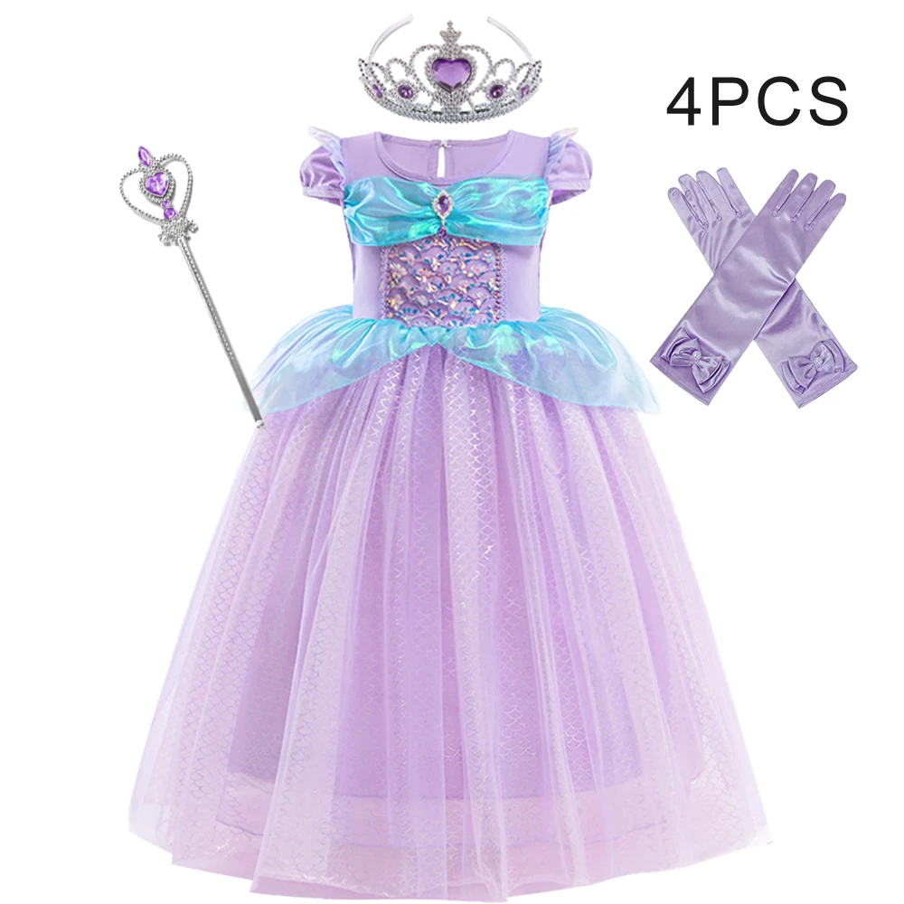 Carnival Little Mermaid Charm paillettes Princess Girls Dress Costume Cosplay abiti da festa di compleanno sirene Halloween abbigliamento per bambini