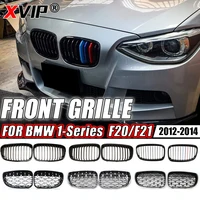XVIP parrillas de rejilla delantera de coche negro brillante para BMW 1 Series F20 m140i 118d F21 2012-2014 accesorios de rejilla estilo diamantes delanteros