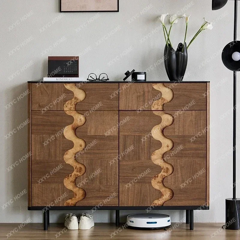 

A Medieval shoe cabinet, living room wall locker, household black walnut storage cabinet