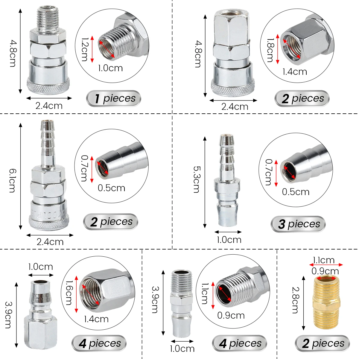 Imagem -06 - Nitto Estilo Acoplamento Pneumático Conector Rápido ar Compressor Connector Tools 18 Pcs Aço Inoxidável