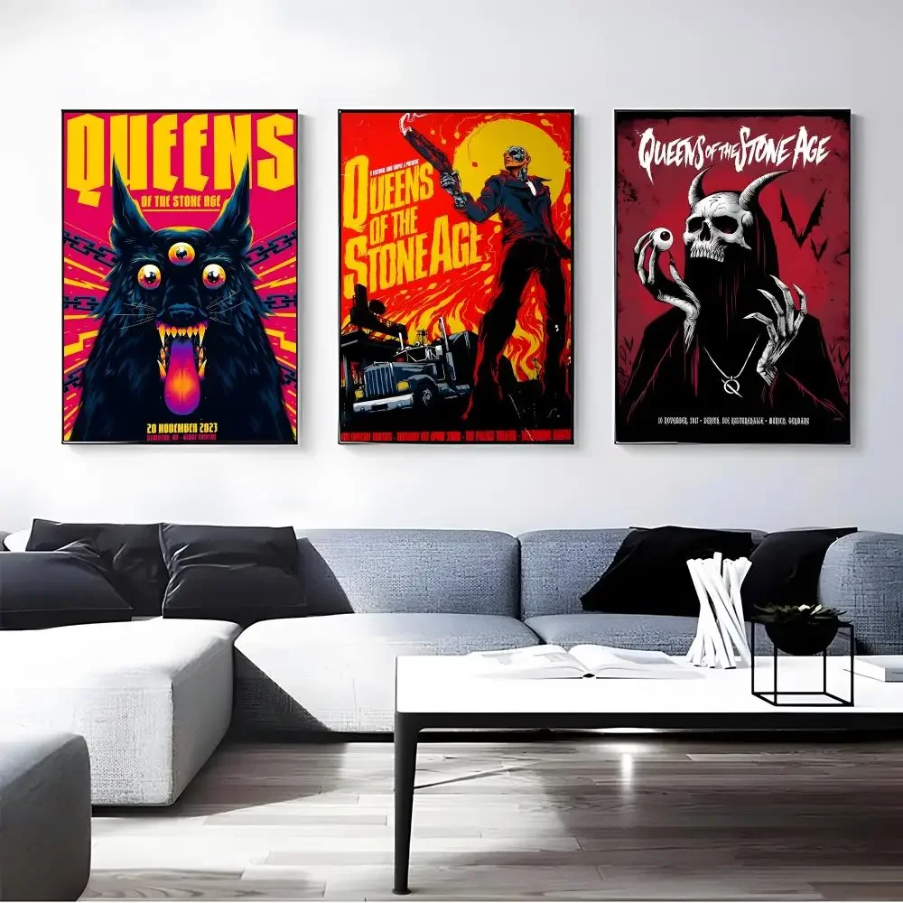 Band Queens Of The Stone Age Poster Self-adhesive Art Waterproof Paper Sticker Coffee House Bar Room Wall Decor