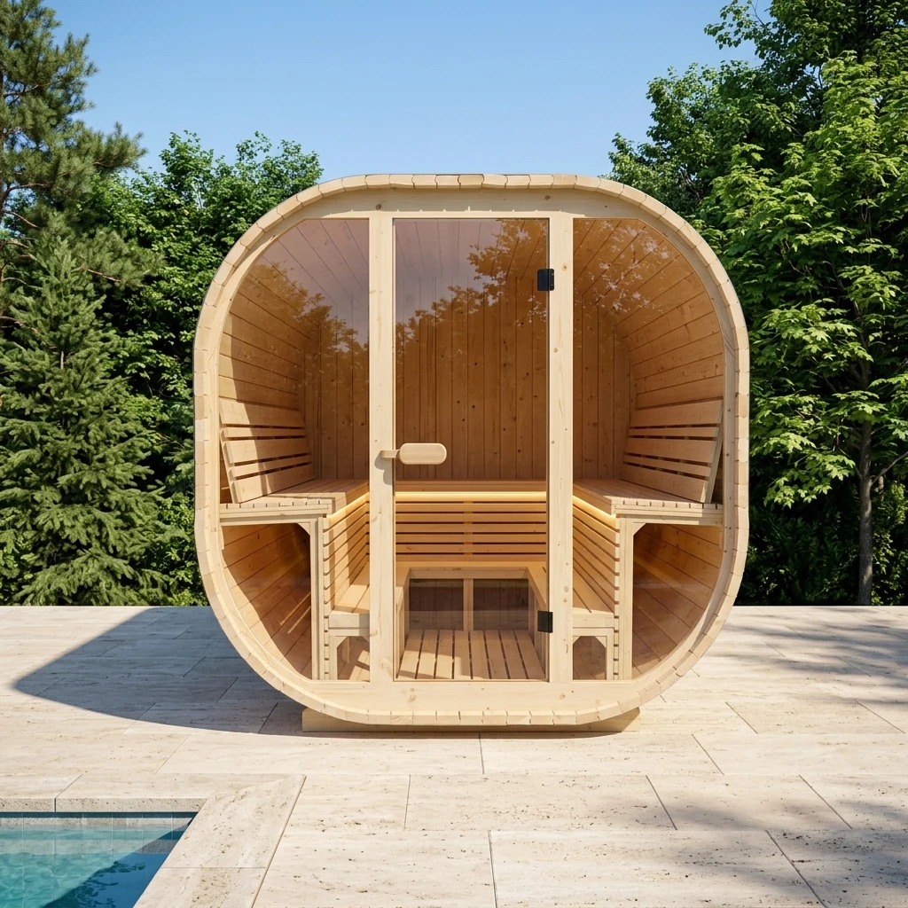 Customized High Quality Outdoor Sauna Room Modern Solid Wood Villa Red Cedar Dry Steam 2-4 Person Wooden Sauna Control Panel