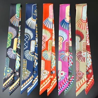 Twill Silk Skinny Scarf – 90 × 5cm Printed Ribbon for Bags, Hair and Neck