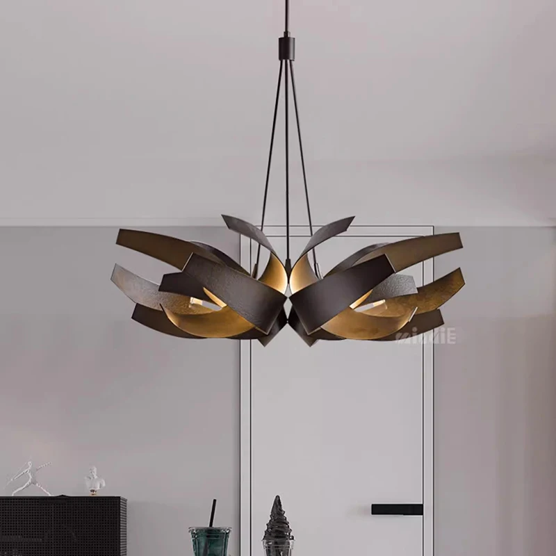

LED American modern gold/black hanging iron chandelier , for dining room dimmable decorative lighting ceiling light fixture .