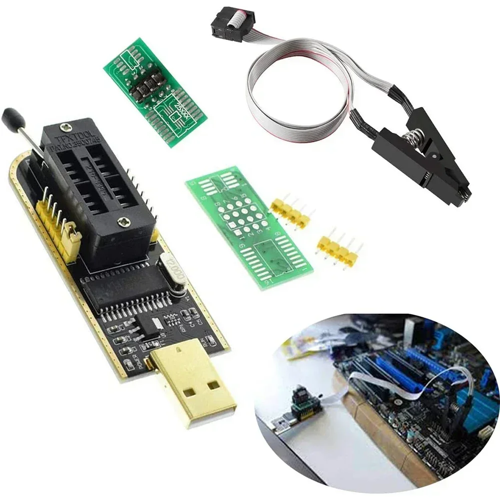 Imagem -02 - Módulo Programador Usb Componentes Eletrônicos Conjunto 24 25 Spi Flash Bios Queimador Chip Ch341a Série Escritor