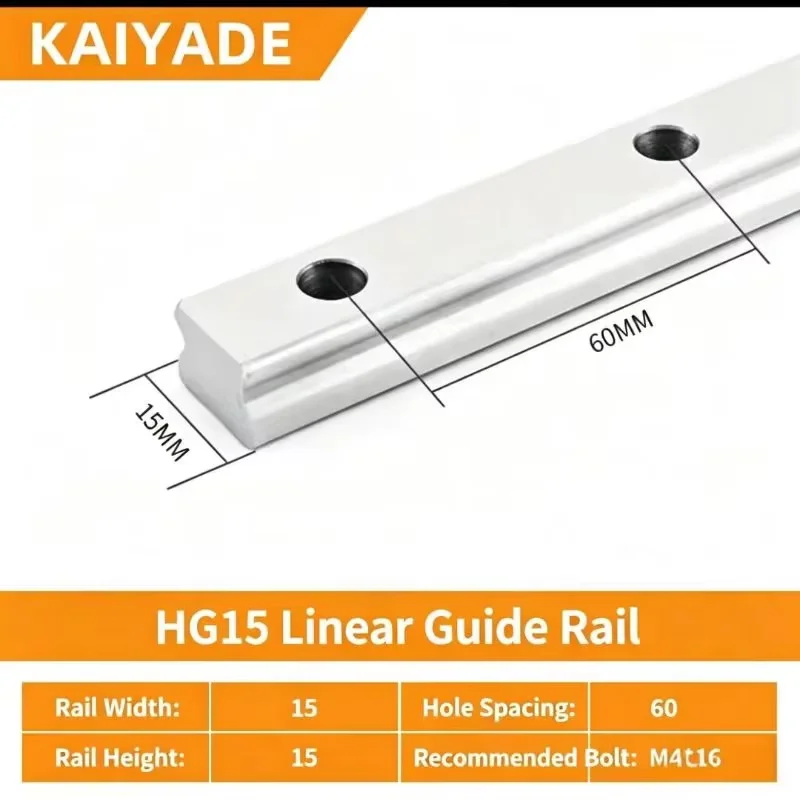 HGR15/20/25 Linear Rail Guide Set 2Pcs with 4Pcs HGH15/20/25CA Or HGW15/20/25CC Slider Blocks 200-1450mm Length for CNC Machine