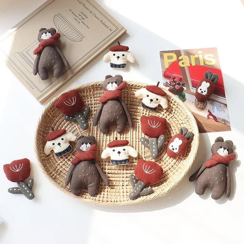 Brooch Hair Accessories Fabric Forest Style Red Scarf Bear Tulip DIY Sweet Heart Radish Rabbit Ornament Women Girls Soft Cozy