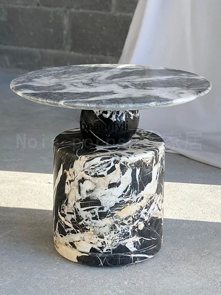 

Cy56 Nordic simple and natural, black marble luxury stone edge villa high-end living room sofa side table customization