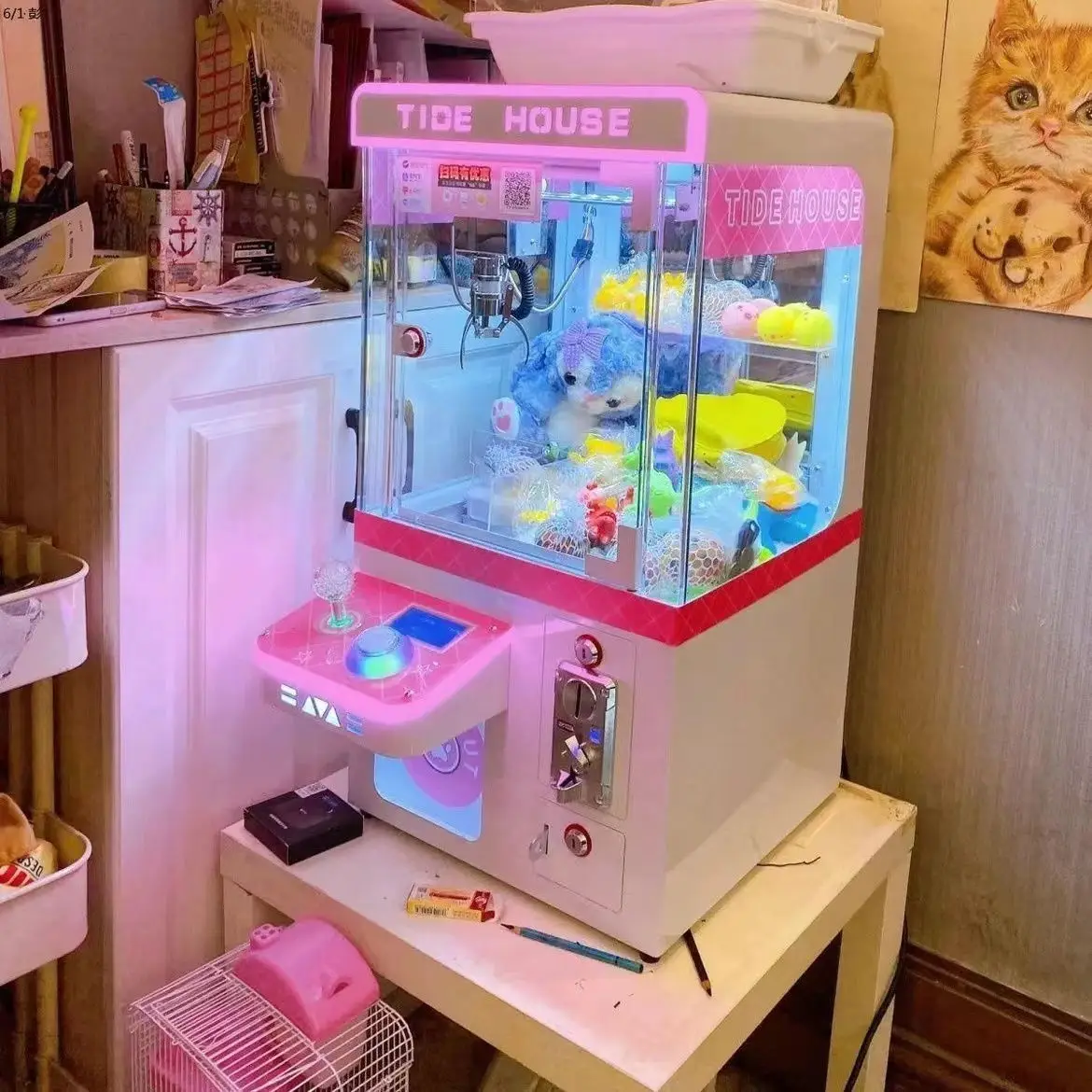 Mini máquina de grúa de mesa operada con monedas, juegos de arcade pequeños, mini máquina de grúa de mesa en venta