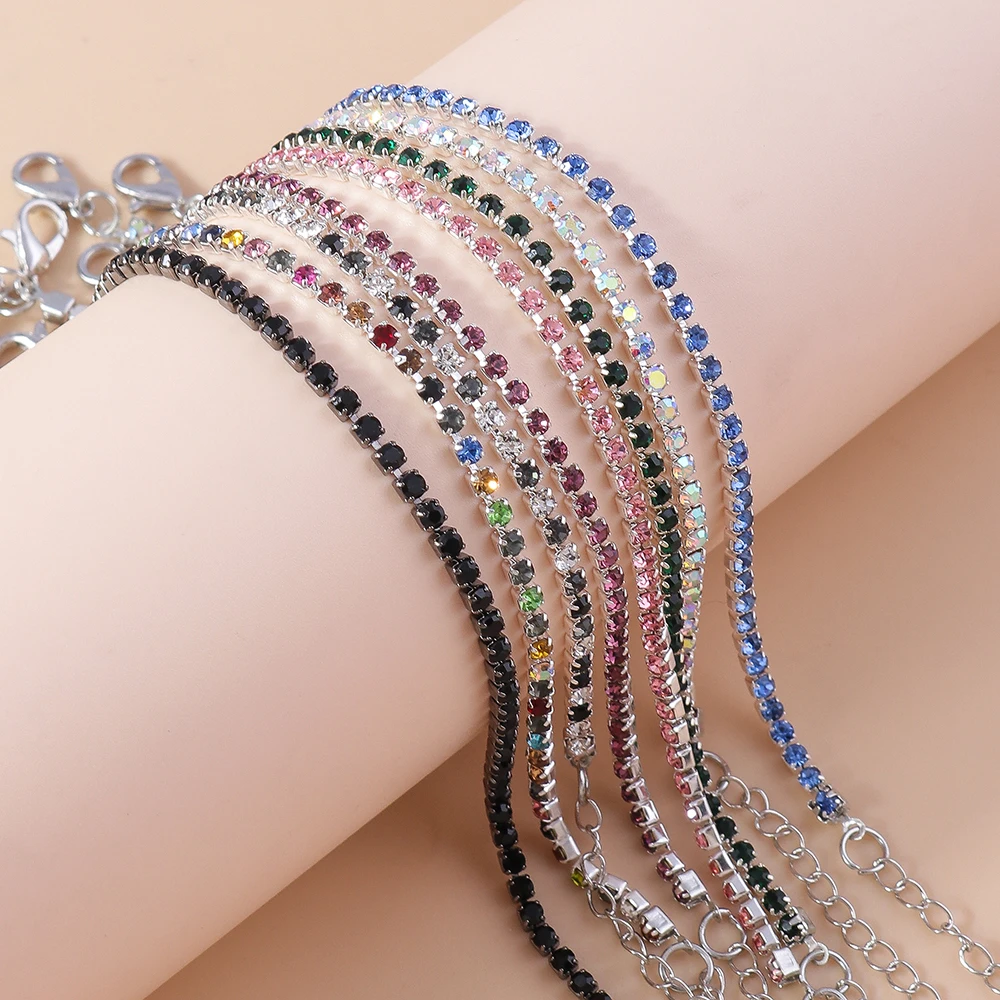 Exquisite Cubic Zirconia Bracelets for Women Silver Color Rhinestone Bracelet Chain Girls Party Holiday Jewelry Gifts