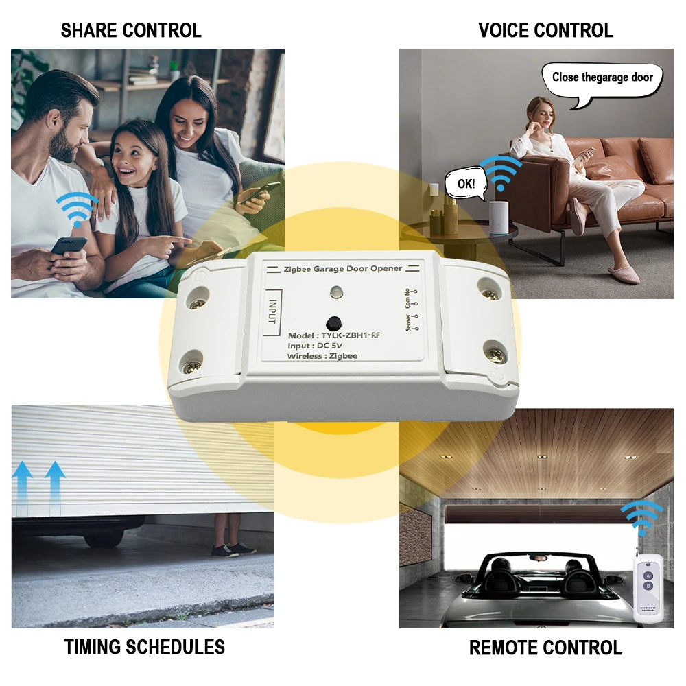 Imagem -06 - Zigbee-controlador Inteligente Abridor de Porta de Garagem Controle Remoto sem Fio Funciona com Alexa Google Home Abridor de Porta Motorizado