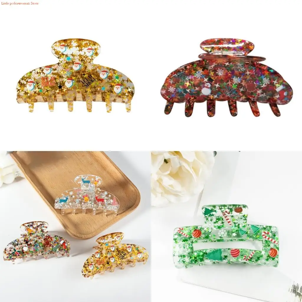 F92D Santa Reindeer Creative Hair Claw Hair Clip for Women Christmas Barrettes