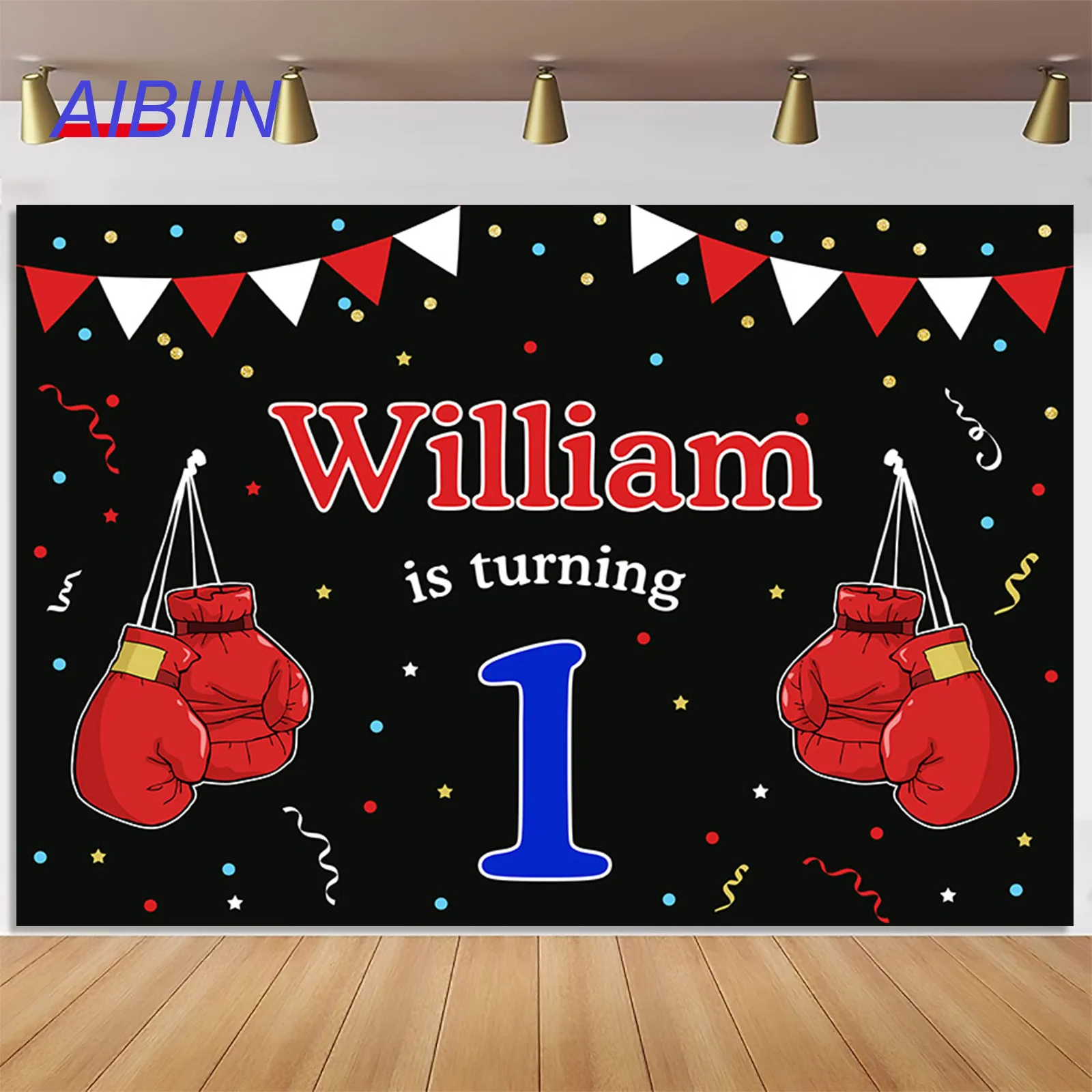 

Boxing 1st Birthday Party Backdrop Boy Gym Equipment Champ Photography Background Custom Kids Portrait Cake Table Banner Poster