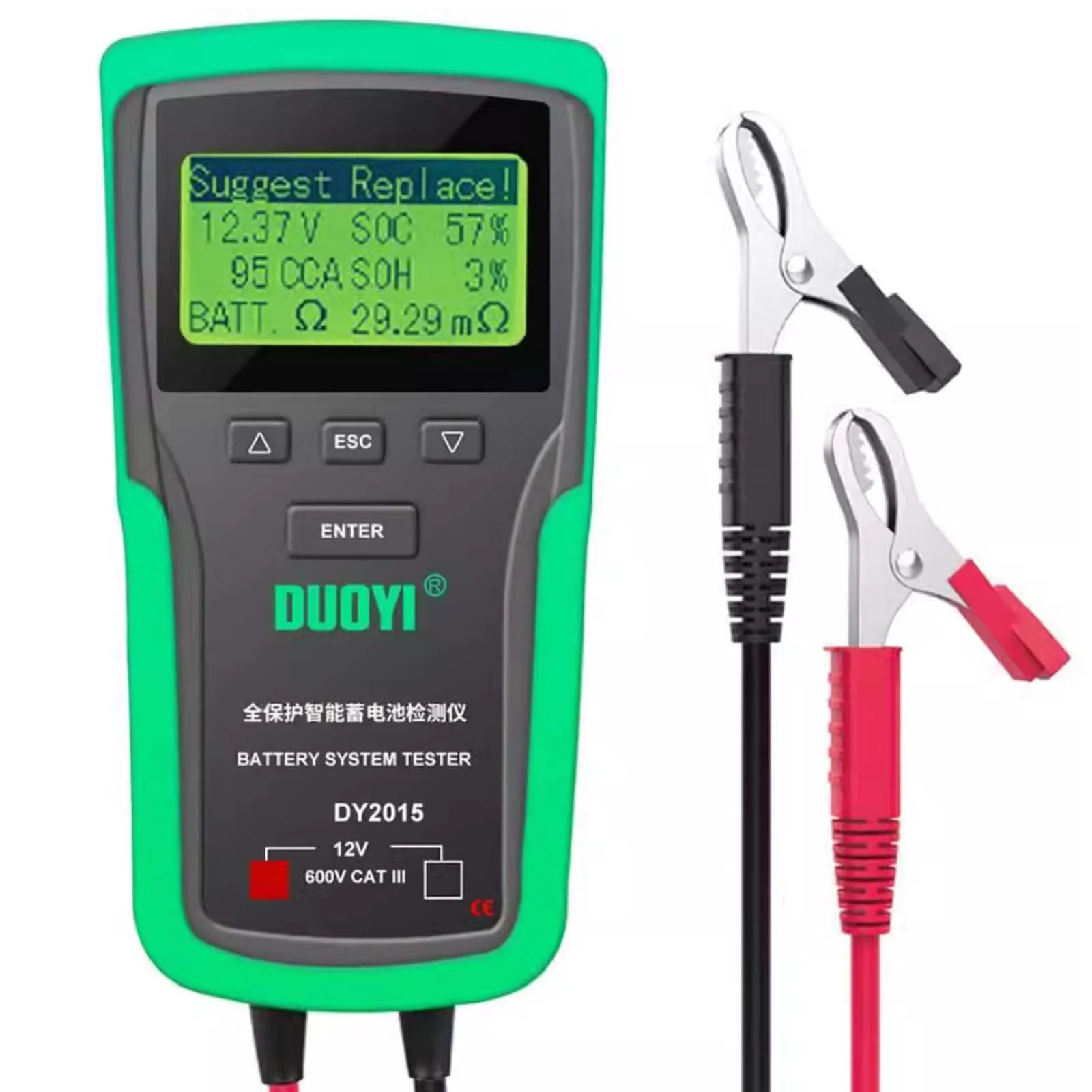 

12V/24V Auto Battery Load Tester, 100-1700CCA Load Tester Automotive Alternator Tester Digital Battery Analyzer