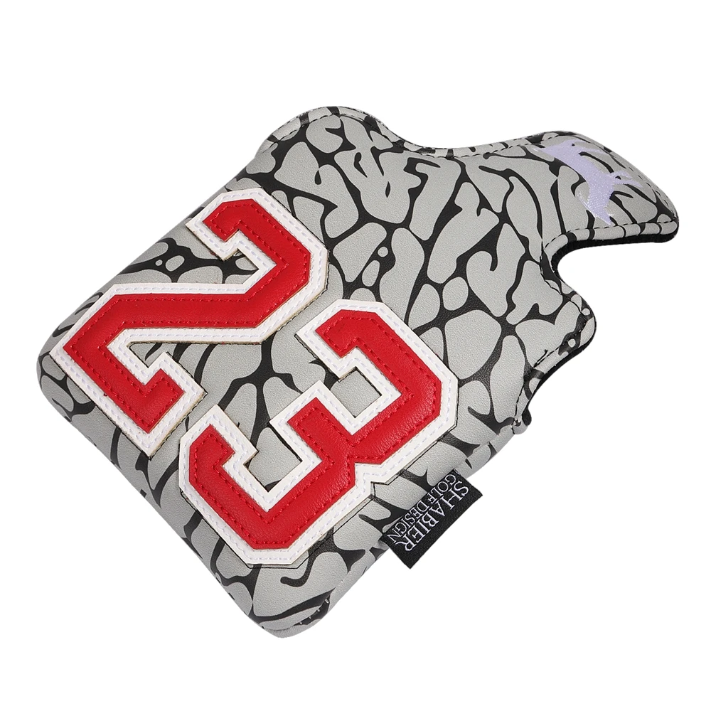 #23 Textured Leather Printing Magnetic Closure Square Mallet Putter Cover Golf Headcover