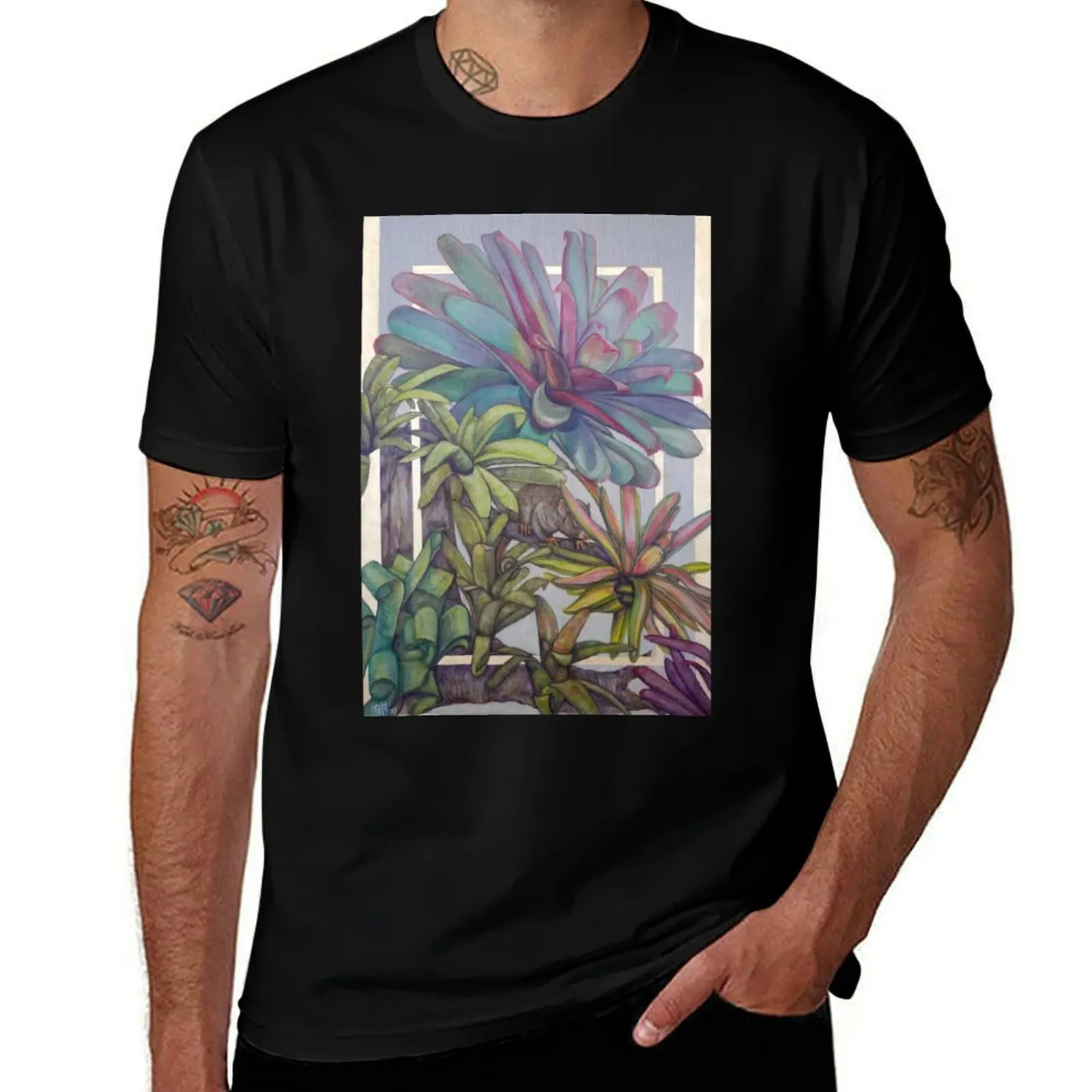 Bromeliads with cheeky Possum T-Shirt Comfort Stretch Tee Shirt T-Shirt