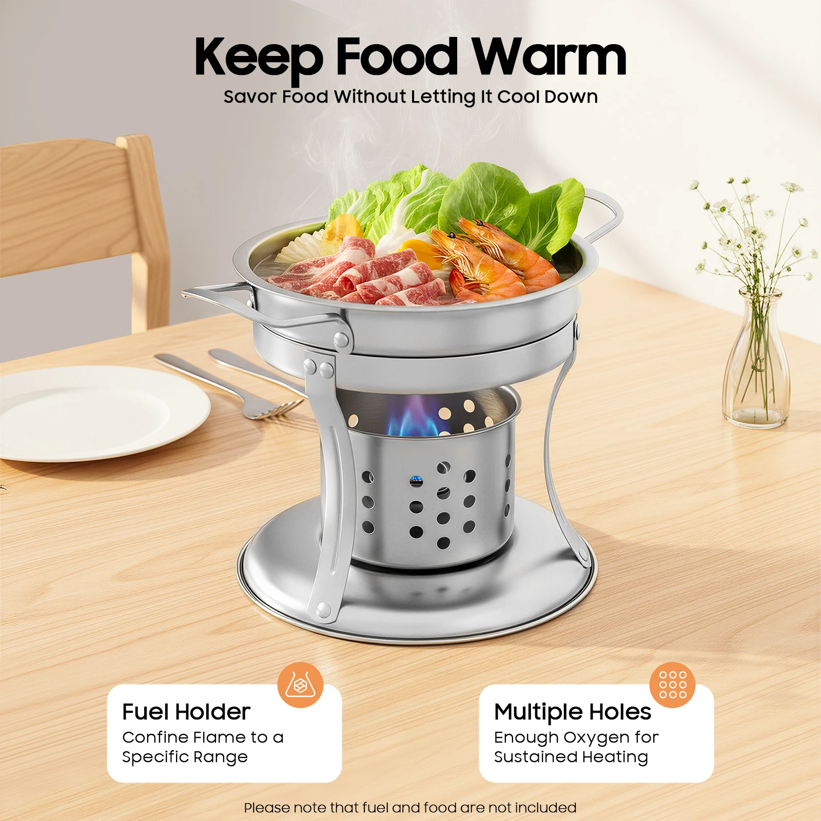 

Mini Hot Pot Chafing Dishes for Buffet 4 Pack Stainless Steel Single Hot Pot 5L