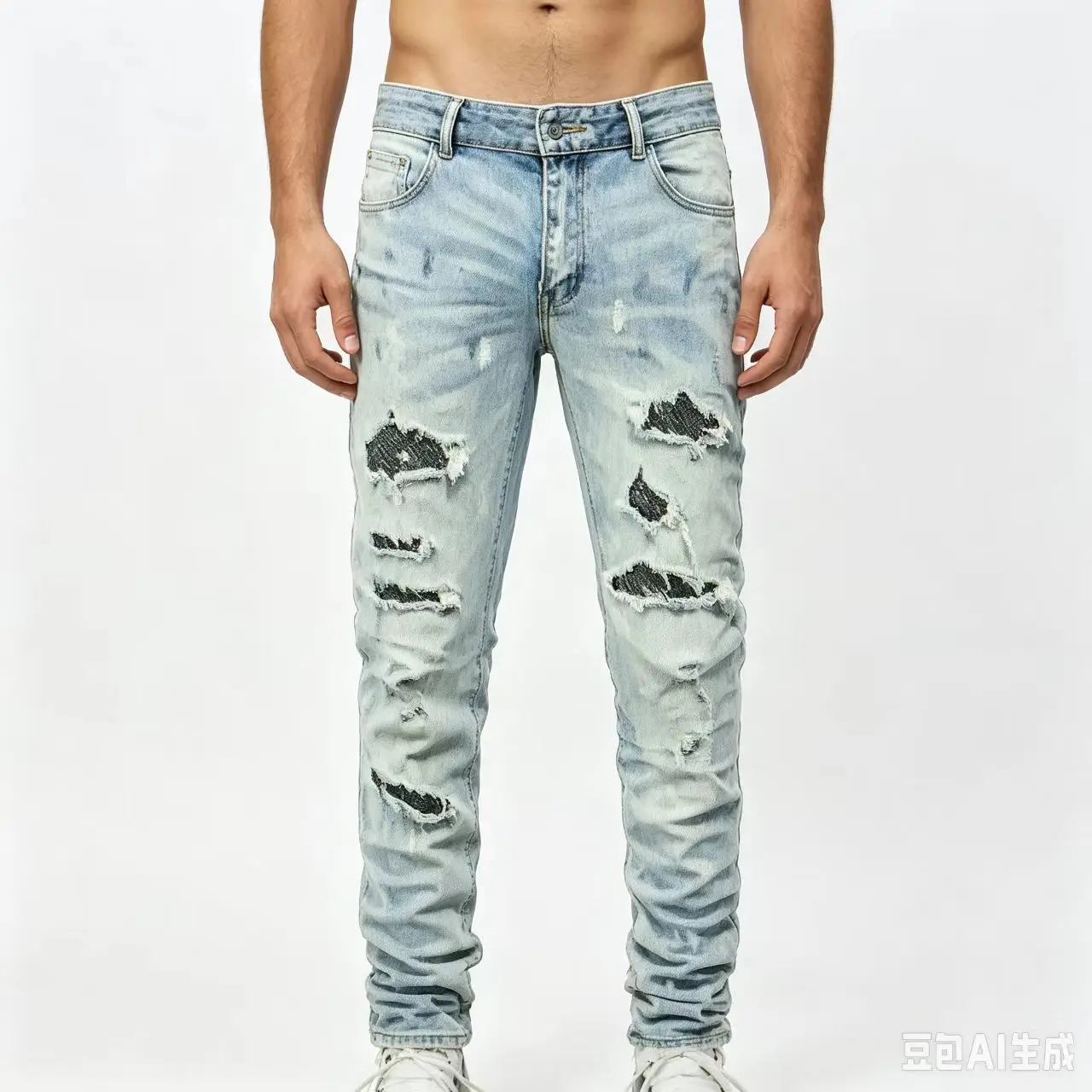 hombreDesigner fashion new men's jeans painted elastic slim fit light blue jeans designer hip-hop brand pants Y2K