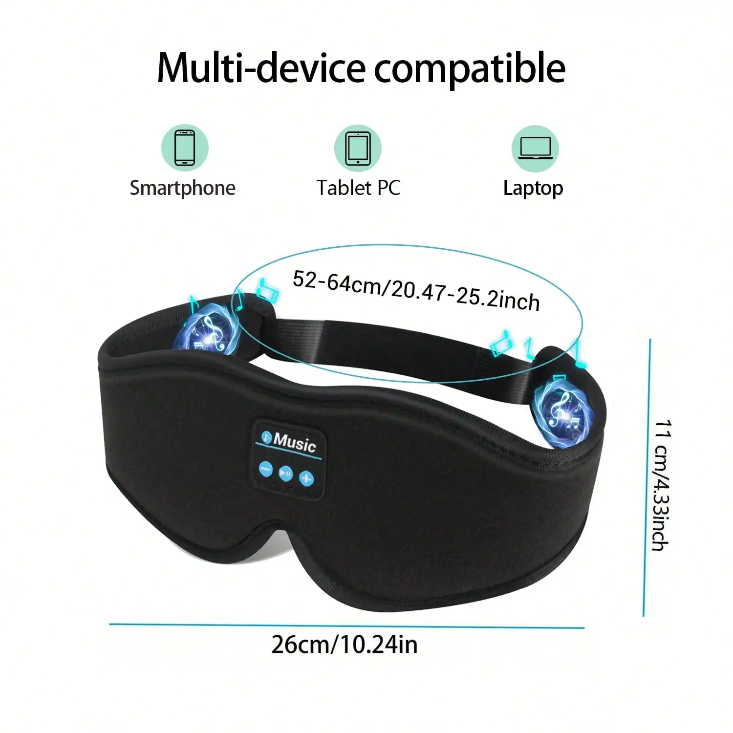 Wireless Sleep Eye Mask Headphones with Built-In Ultra-Thin HD Stereo Speakers, 3D Comfort Sleep Ear Mask Headset Unisex, Ideal for Insomnia Air Travel Meditation Yoga Jogging Fitness Use view 2