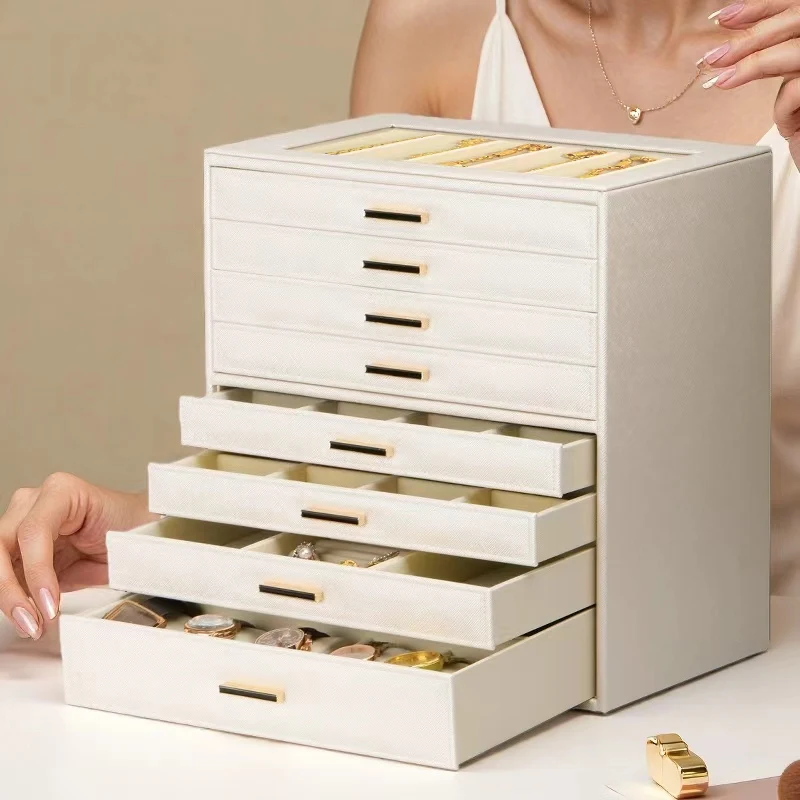 Big Jewelry Organizer Box with 8 Layers Large Jewelry Storage with Multi-drawer for Accessory Jewelry Collection