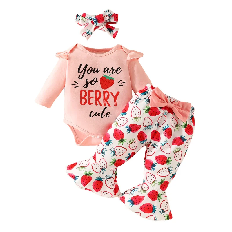 

Christmas 3Pcs Baby Girls Suit for Children Clothing Set Kids Pattern Top Pumpkin Romper Ghost Flared Trousers Outfits