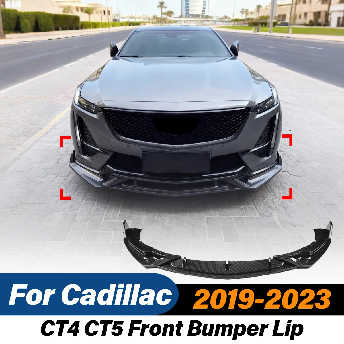 

For Cadillac CT4 CT5 2019 2020 2021 2022 2023 Car Front Bumper Lip Sports Spoiler ABS Splitter Accessory Body Modification Kit