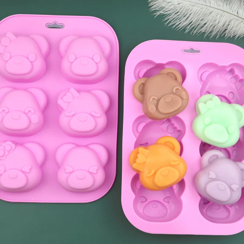 6 Even Bear Silicone Mold DIY Baking Mousse Cake Bear Pudding Mold Food Grade Silicone Cake Decorating Tools