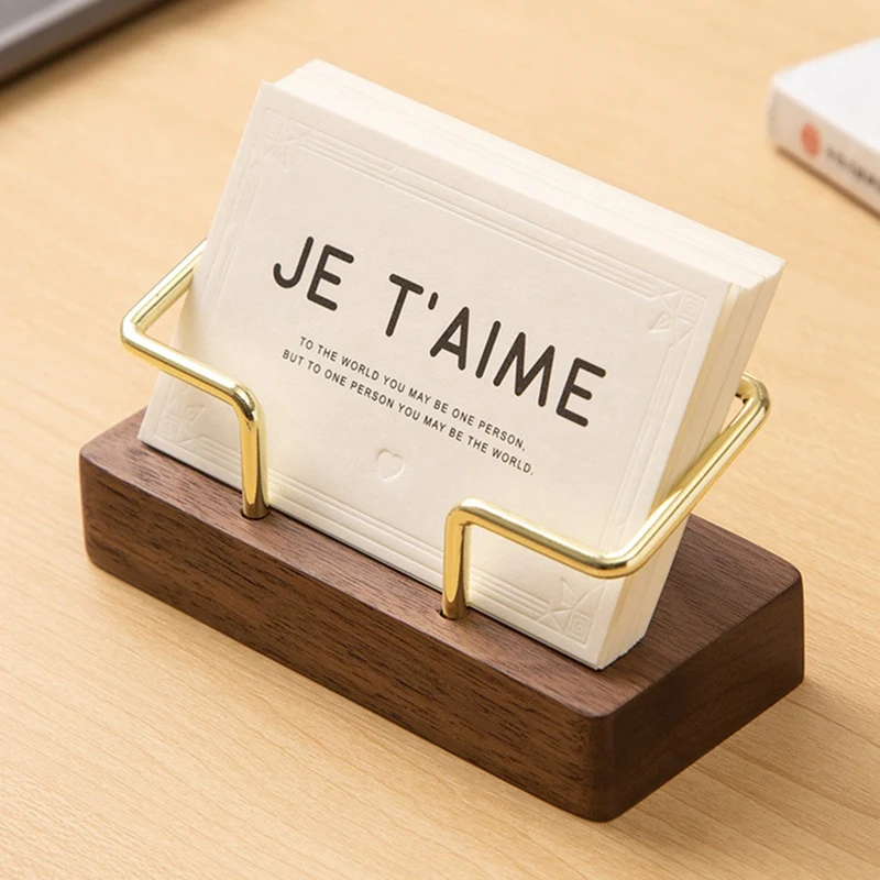 1 ชิ้นผู้ถือบัตรธุรกิจออแกไนเซอร์โต๊ะทํางานยืนแสดงบันทึกเคาน์เตอร์อุปกรณ์เสริมโต๊ะชั้นวางบ้าน, สีวอลนัทสีดํา