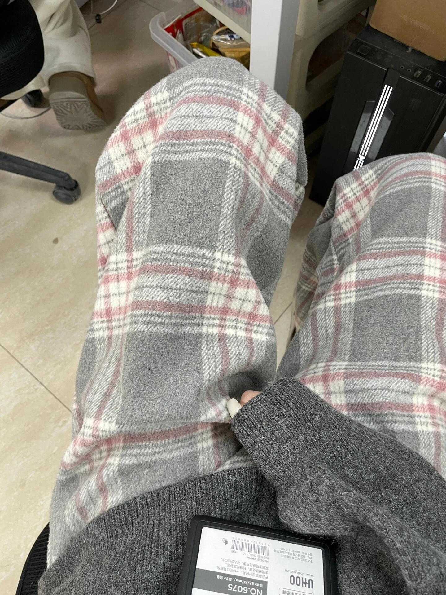 فضفاض الصوف بنطال ذو قصة أرجل واسعة عالية الخصر مستقيم قطع منقوشة كسول Sle الخريف الشتاء المرأة بناطيل كاجوال العلامة التجارية الصينية #4