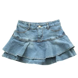 Ruffle Pleated Shorts Skirts Women 2023 Summer Low Waist A Line Y2K Denim Skirt Mini Short Jeans Skirts Outdoor Sex Skirt Woman