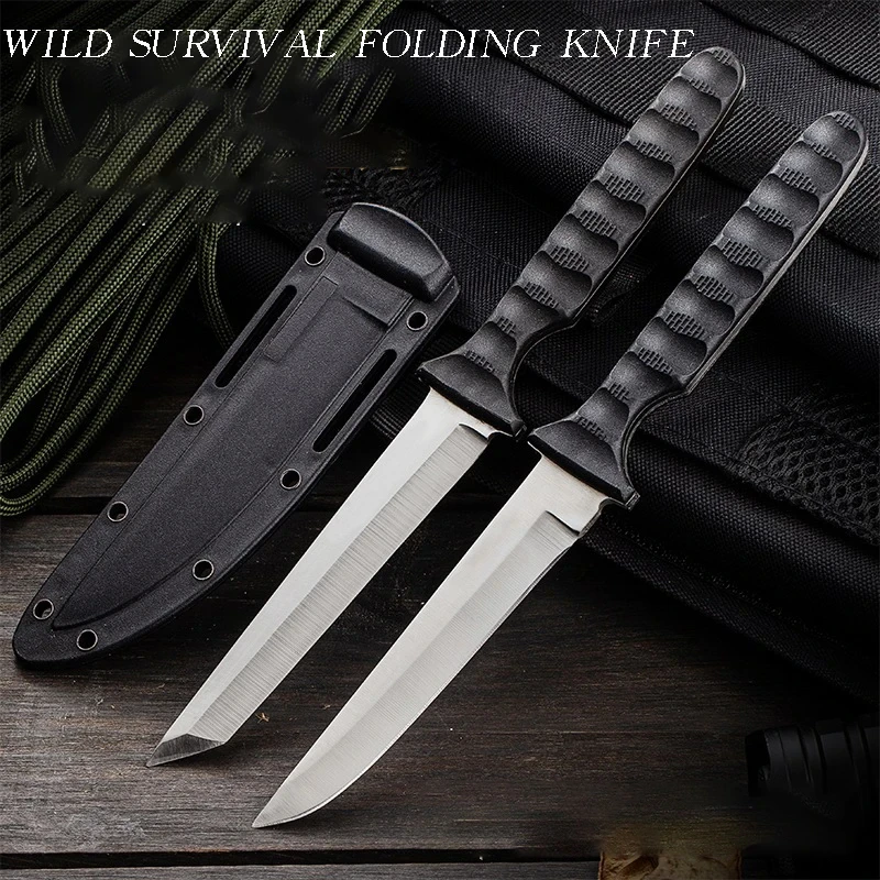 Outdoor Knife Portable Outdoor Straight Knife Cross border Outdoor Knife Second Cutting Edge ABS