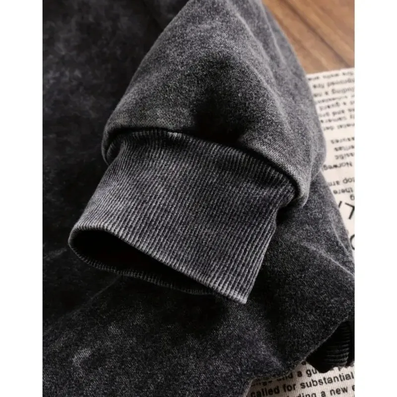 Lockerer, lässiger Kapuzenpullover mit rundem Spinnen-Buchstaben-Print, modischer Kapuzenpullover, atmungsaktiver Rundhalsausschnitt, Street-Style – Detail 7