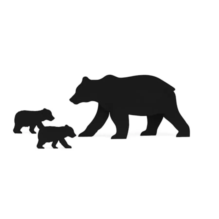 Outdoor wildlife silhouette decor for lawn, yard, patio holiday display: all-weather PVC bear family garden sculpture in natura