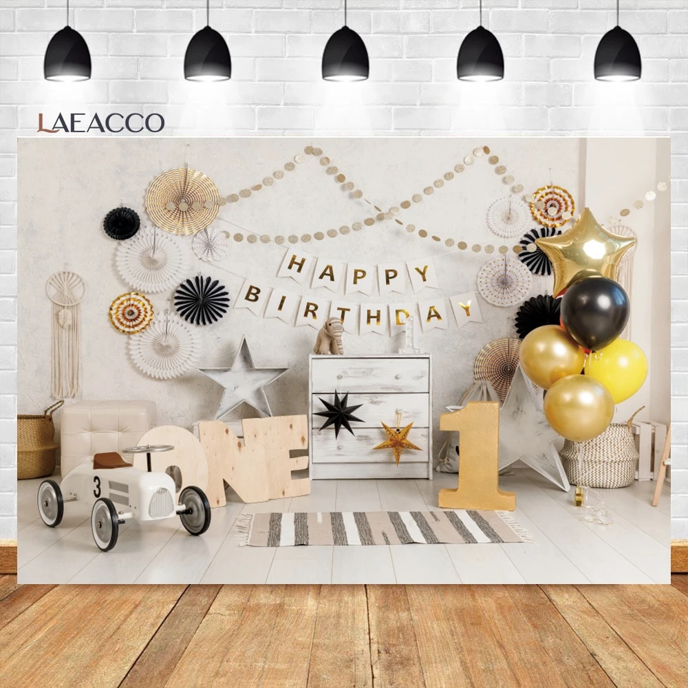 Laeacco Sinh Nhật Nội Thất Cảnh Nền Bóng Đồ Chơi Trẻ Em Bánh Đập Tan Chụp Ảnh Chân Dung Bối Cảnh Cho Studio Ảnh