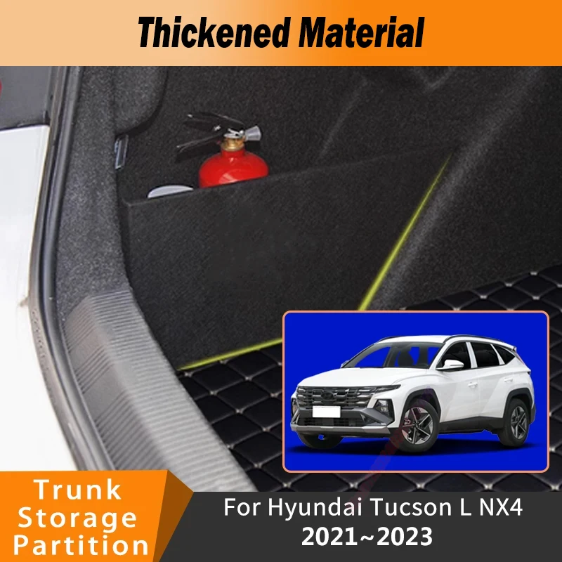 For Hyundai Tucson L NX4 2021~2023 Car Upgrade Organizer Trunk Side Partition Trunk Interior Storage Box Parts
