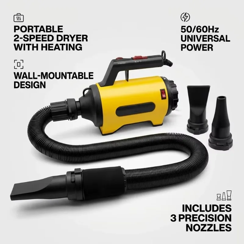 

1500W Variable Speed Pet Hair Dryer Wall Mount Portable Grooming Blower for Dogs Professional 110-240V Fast Drying Low Noise