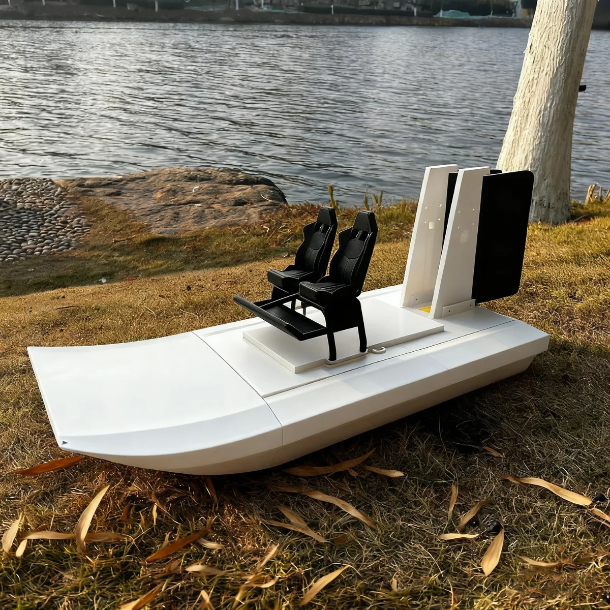 RC Ships 48cm Swamp Wind-powered Remote Control Boat with 6-inch Propeller 3D Printed RC Schiffe Model Kit Ship Toy