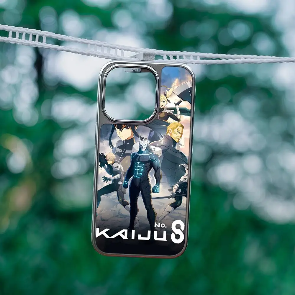 K-Kaiju Anime No. 8 Phone Case For iPhone 17 16 15 14 13 12 Pro Max Plus HD Metal Frame Carbon Fiber Hard Shell view 5