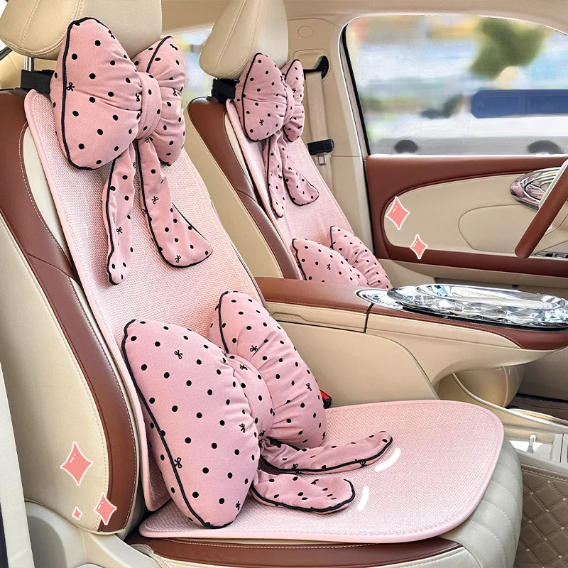 

Новая подушка для подголовника автомобиля с бантом, милое автокресло, поддержка головы, защитная подушка для шеи, плюшевая автомобильная подушка для поясничного отдыха, автомобильные комплекты