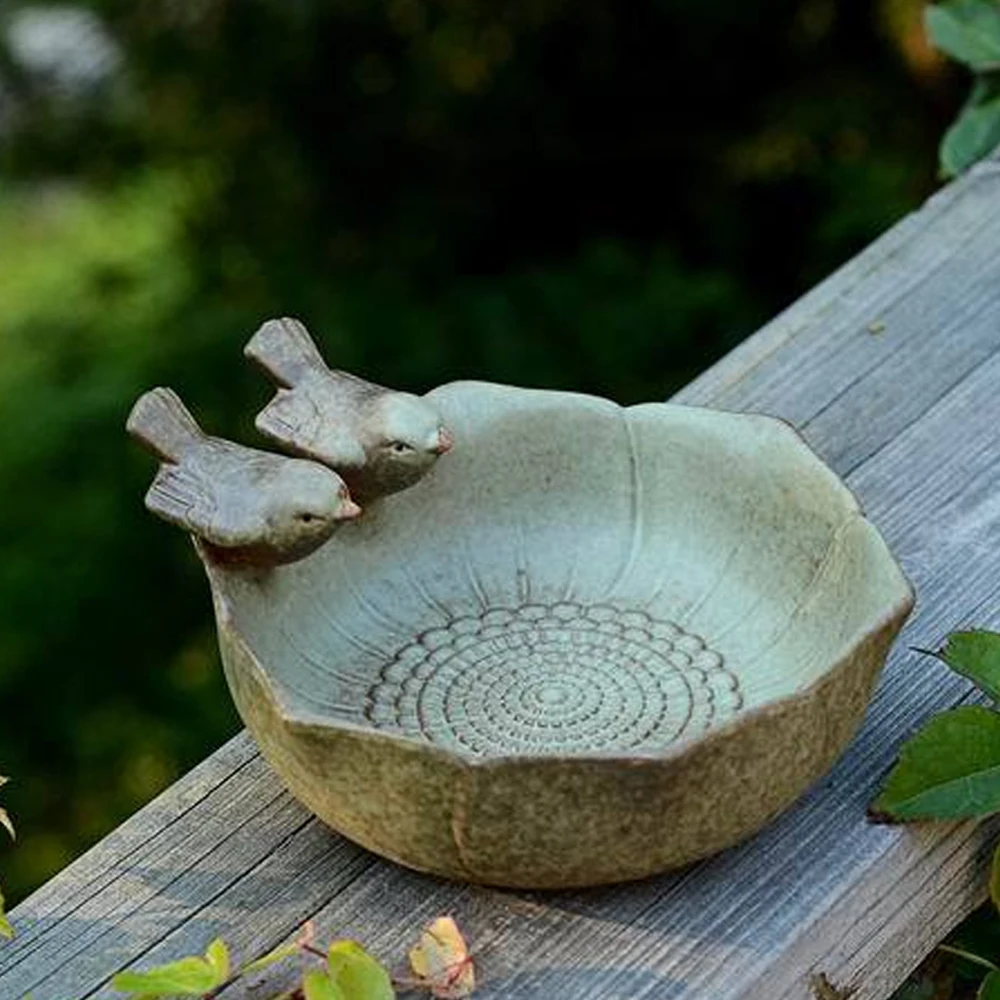 Ceramic Bird Flower Pot for Hydroponics Home Office Outdoor Garden Decor, Fish and Plant Holder Water Cultivation Craft Ornament