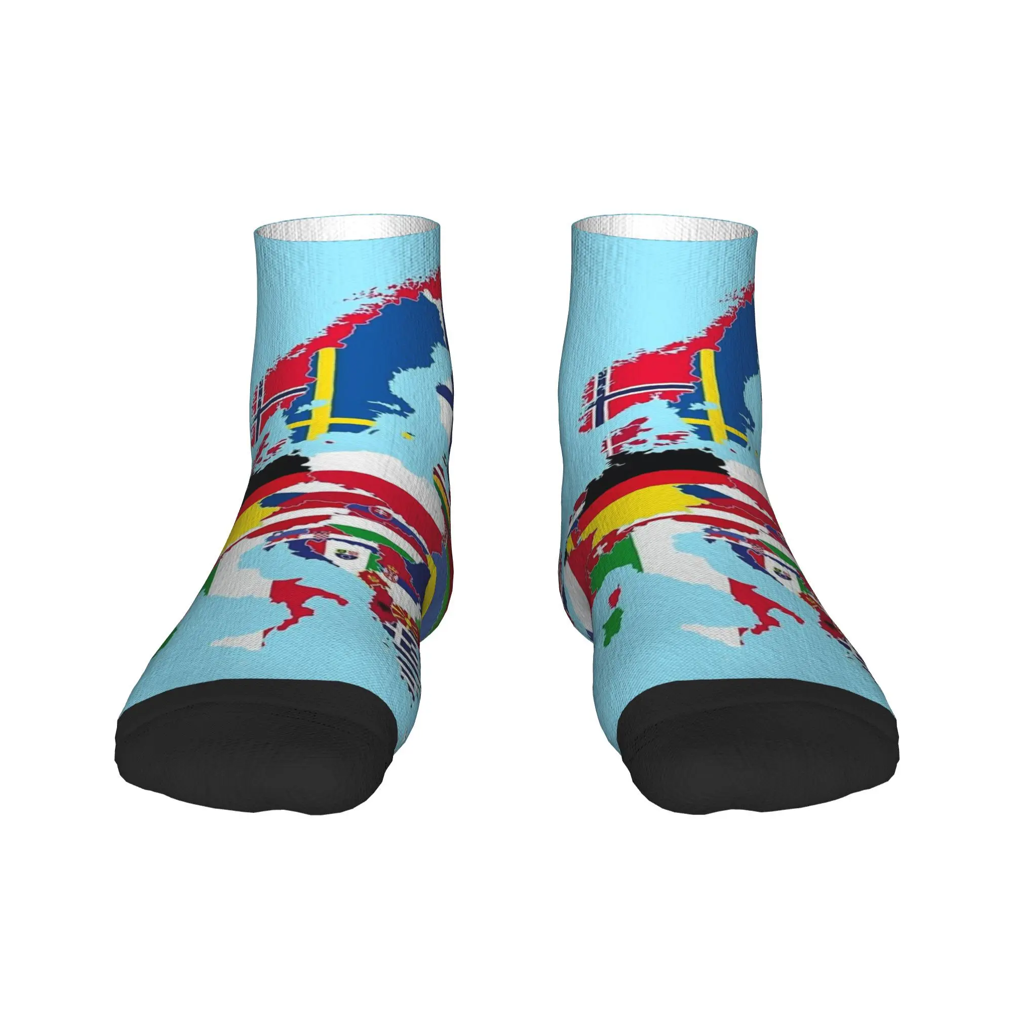 

Носки с флагами карты Европы, чулки высокого качества в стиле Харадзюку, всесезонные носки, аксессуары для мужчин и женщин, рождественские подарки