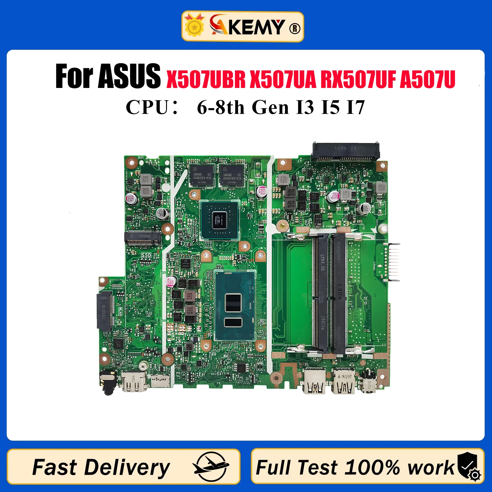 

X507UBR Материнская плата для ноутбука ASUS X507U A507U R507U F507U Y5000U X507UA X507UB X507UAR X507UF X507UFR Материнская плата I3 I5 I7 CPU
