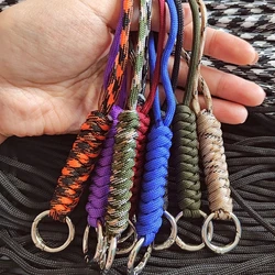 Portachiavi in Paracord intrecciato a mano a doppia estremità disponibile corda di Nylon strumenti di sopravvivenza all'aperto borsa appesa cordino per coltelli 9 colori