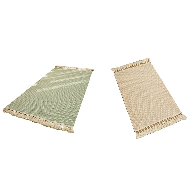 HOT SALE Cotton & Linen Woven Carpet Thin Fabric Can Be Machine Washed. Cotton Bedside Blanket