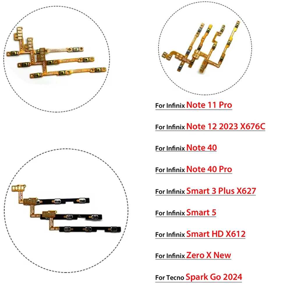 مفتاح الطاقة تشغيل/إيقاف زر حجم مفتاح زر فليكس ل انفينيكس نوت 11 برو 12 2023 X676C 40 Samrt 5 3 Plus 8 8C 30C سبارك الذهاب 2024 #1