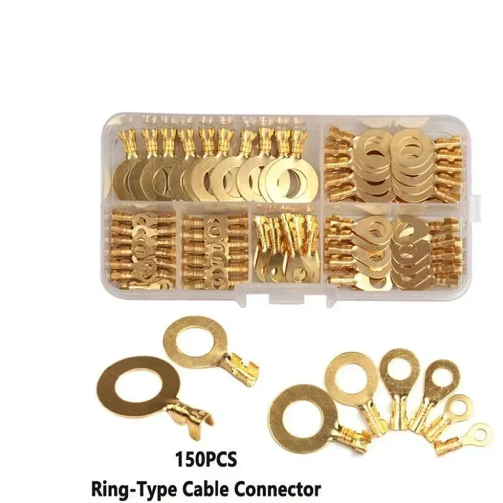 150PCS Ring Cable Lug Ring Eye Terminal M3-10 Bare Terminal Cable Wire Connector Brass Terminals Electrical Supplies