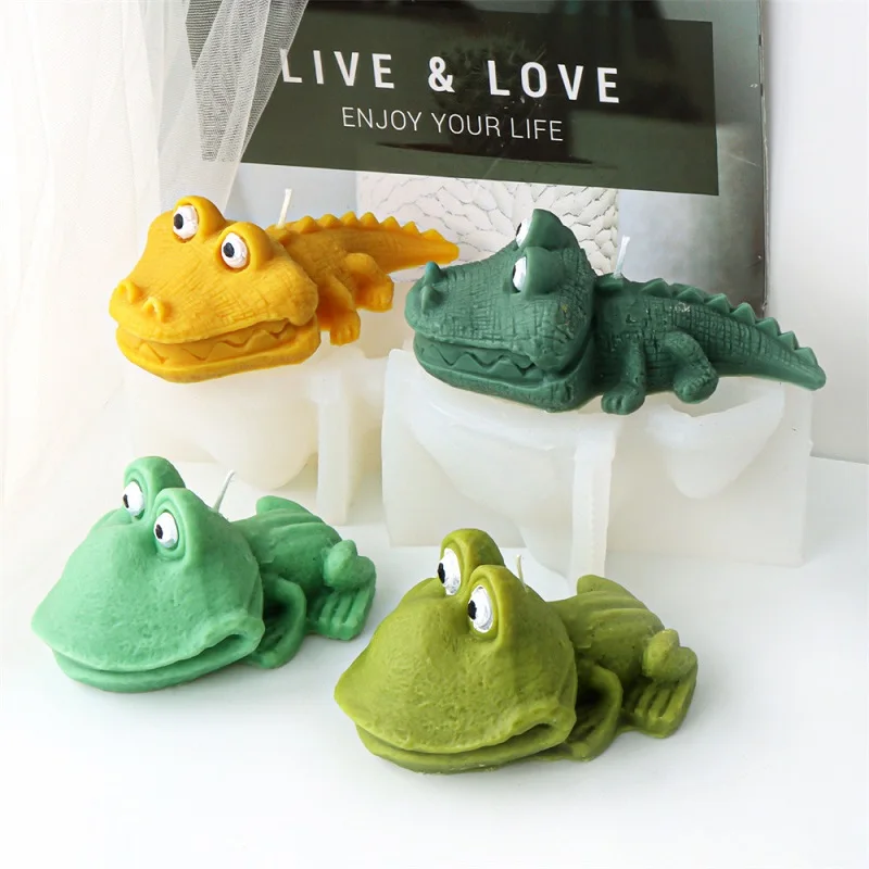 

3D Swimming Crocodile Baby Silicone Mold for Candle Making DIY Handmade Aroma Plaster Shooting Ornament Baby Shower Gifts