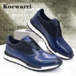 Genuine Handmade Men's Leather Shoes Comfortable Smooth Casual Sneakers Men's Office Dating Street Walking Men's Shoes