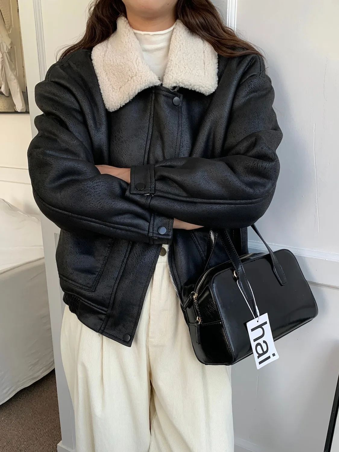 Chic Vintage Winter Lange Sve Lamm Pelz Jaet frauen Lose Casual Leder Und Pelz Inteated Warme Mantel Sli Pendeln Sle